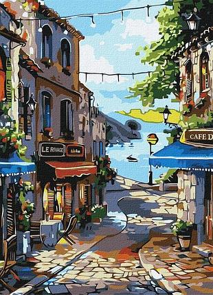 Картина по номерам пейзаж. рестораны на побережье 40*50 см идейка kho 3652
