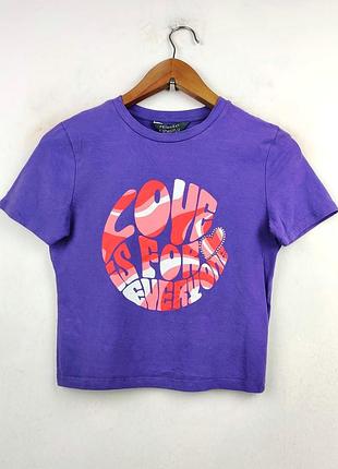 Топ фіолетовий з написом кроп топік футболка вкорочена
