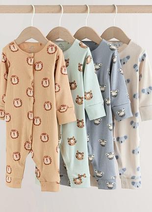 Ромпери в рубчик із принтом сафарі next 68 74 80 - ціна за 1 ромпер