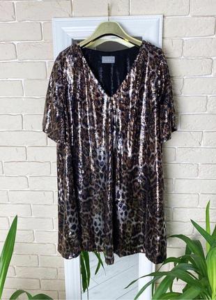 Коричневое платье в паетки леопардовое2 фото