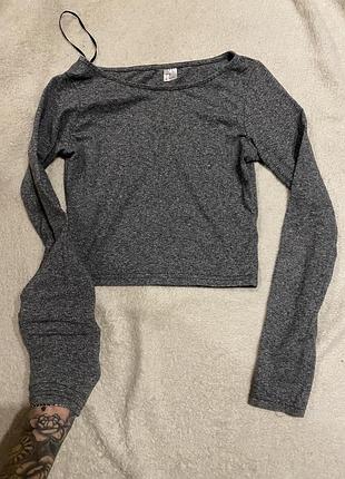 Лонгслів топ скімс по фігурі сірий срібний меланж h&m