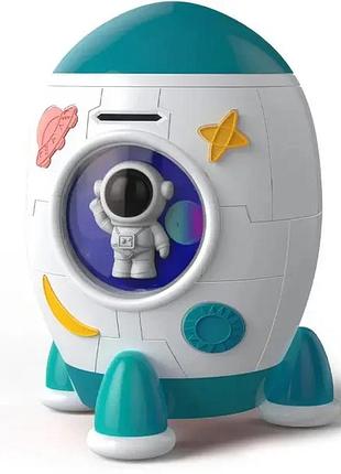 Детская электронная копилка-сейф rias 852a "ракета" с музыкой и подсветкой