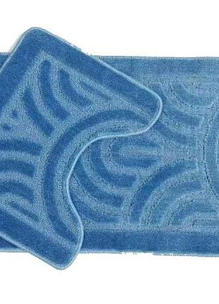 Набір килимків 50х8050х40см синій поліпропілен econom з вирізом орнамент тм dariana