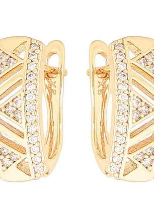 Серьги английская застежка позолота 18k «розированный узор с кристаллами» 284397 тм xuping