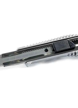 Нож 18мм выдвижной металлический обрезиненный автозамок тм сила