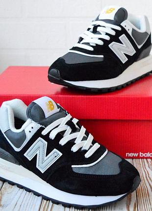 Кроссовки new balance 574 legacy black gray черные с серым женские термо