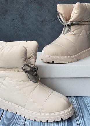 Кросівки fashion дутики бежеві високі жіночі зимові
