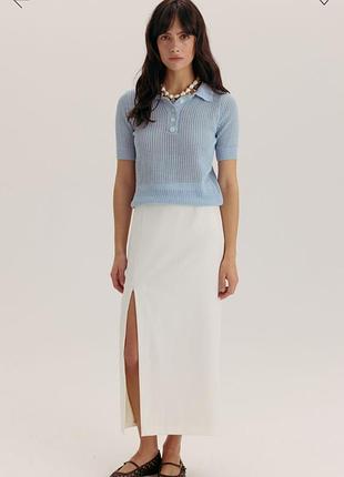 Белоснежная атласная макси-юбка 46-48 размер