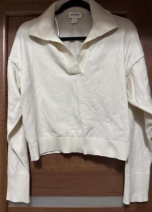 Светр жіночий укорочений з коміром monki s молочний