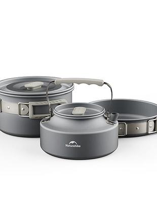 Набір посуду (каструля, сковорідка, чайник) naturehike cnk2450cf010, алюміній