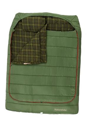 Спальник двомісний naturehike (cnk2350ws019) +6°c з подушками - зелений