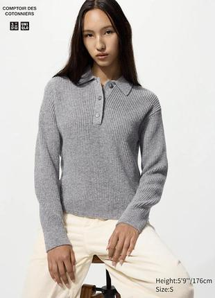 Светр uniqlo wool blend polo jumper m