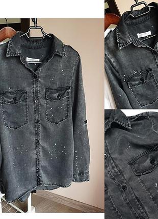 Графитная серая рубашка zarа в пятнышки