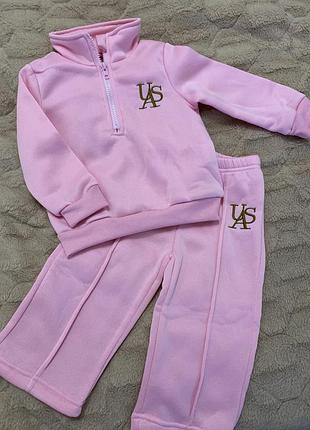 Новий рожевий костюм для дівчинки 12–18 міс