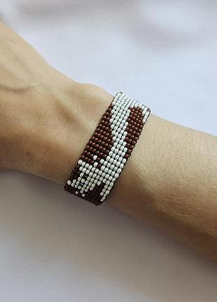 Браслет ручной работы из бисера, с котиком