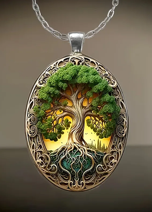 Кулон подвеска дерево в винтажном стиле с цепочкой