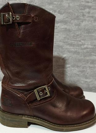 Байкерские кожаные сапоги caterpillar engineer boots