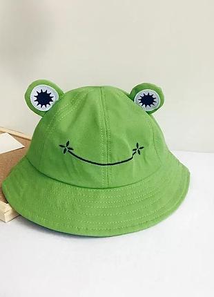 Дитяча панама жабеня пепе (жабка, жаба) з оченятами зелений, унісекс wuke one size