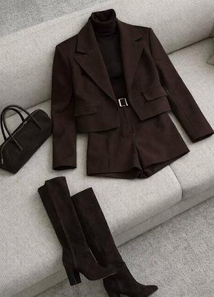 Кашемировый костюм жакет и шорты разные цвета