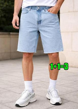 🤩1+1=3 фирменные мужские голубые джинсовые шорты topman, размер 44 - 46