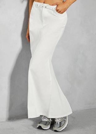 Спідниця максі довга біла жіноча з розрізом бавовна s