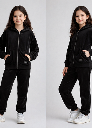 Костюм на девочку велюровый 134-158 см черный