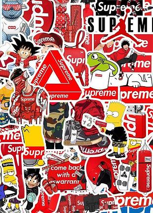 Стикеры наклейки supreme 25 шт без повторов, брендовый стикерпак виниловых наклеек суприм