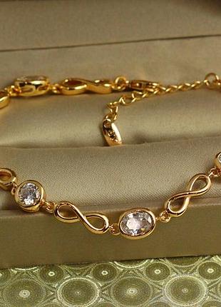 Браслет xuping jewelry камінчики і обідку з вісімками  золотистий