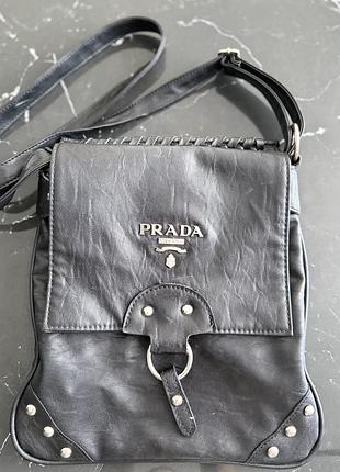 Вінтажна шкіряна сумка через плече prada milano 1913 року