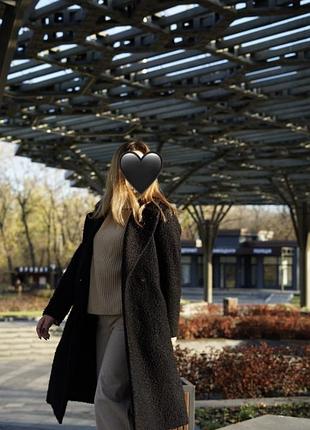 Чорне пальто з поясом h&m теді