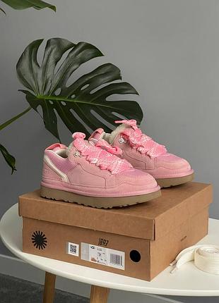 Женские зимние угги из натурального меха ugg lowmel sneaker pink
