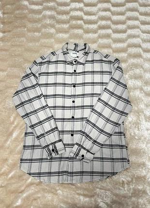 Бежевая рубашка в клетку / удлиненная рубашка в клетку