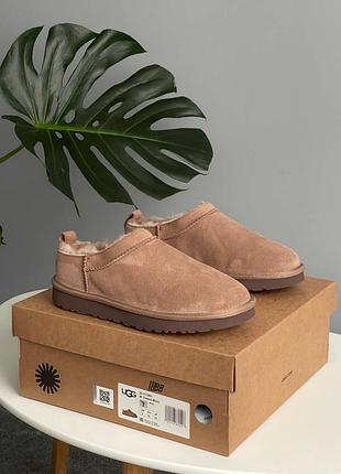 Женские зимние угги из натурального меха ugg classic micro rocky oak
