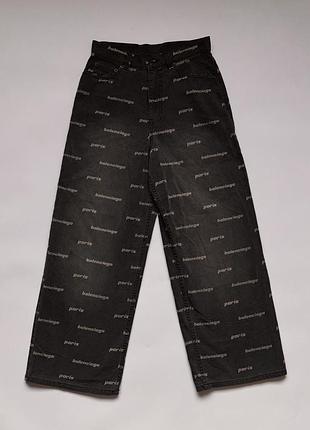 Жіночі/unisex balenciaga paris allover 1:1 джинси чорні s ідеал