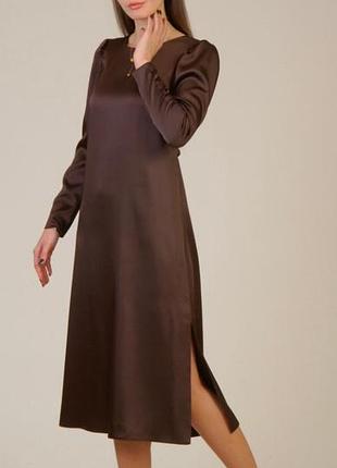 Женское атласное платье divine 8849 42,44,46,48 шоколад