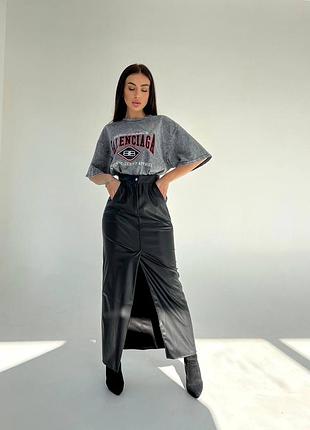 5️⃣0️⃣0️⃣грн🖤жіноча спідниця юбка шкіряна міді з розрізом