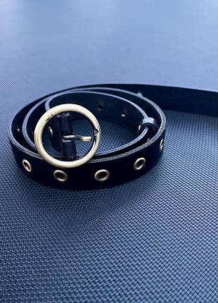 Шкіряний ремінь із бронзовою фурнітурою