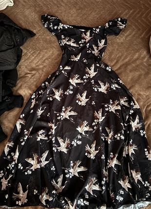 👗 елегантна сукня міді з принтом птахів 🕊️