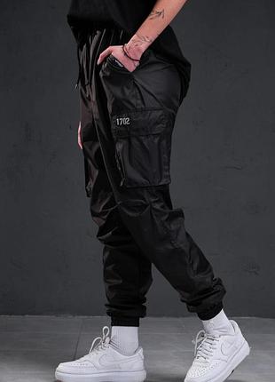 Женские брюки карго черные полиэстер с рефлективом всесезонные casual