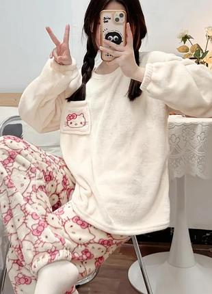 Тепла піжама hello kitty пижама женская жіноча піжама