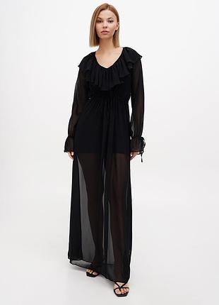 Шикарна чорна шифонова сукня від sasafono club максі