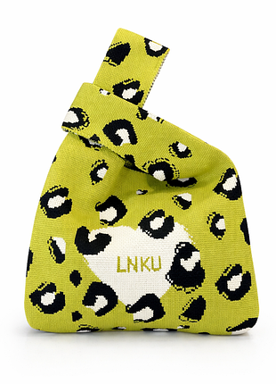 Тренд стильная женская вязаная японская текстильная сумка шоппер графический принт