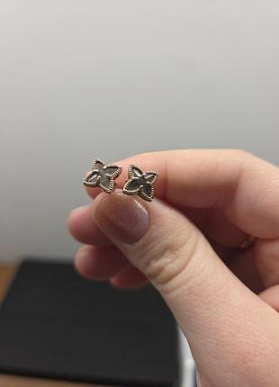 Серьги пусеты - серебро с позолотой, италия