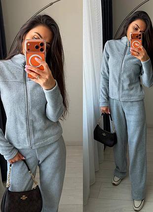 Флісовий костюм кофта зіп на змійці і штани палаццо