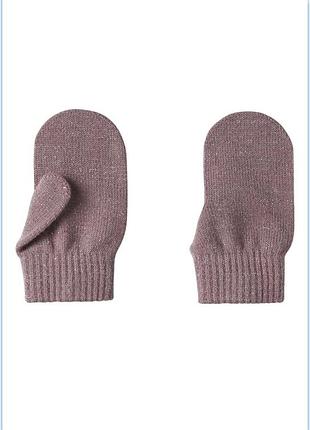 Дитячі демісезонні в'язані рукавиці для дівчаток name it кавові (25091742)
