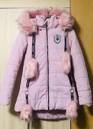 Зимовий пудровий плащик для дівчинки підлітка 2
