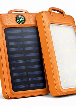 Умб power bank solar 18000 mah мобільне зарядне з сонячною панеллю та лампою, power bank charger orange