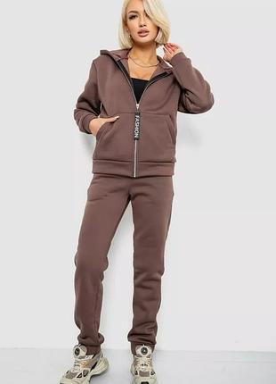 Жіночий спортивний костюм на флісі з капюшоном, довгі рукава