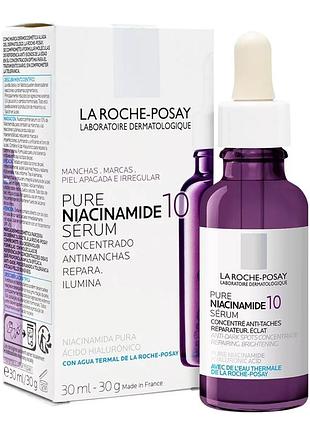 30 мл - la roche-posay pure niacinamide 10 - концентрована сироватка для регенерації та освітлення шкіри