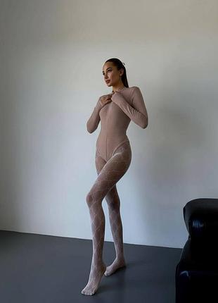 Боді жіноче бежеве на флісі тепле осіннє весняне зимове